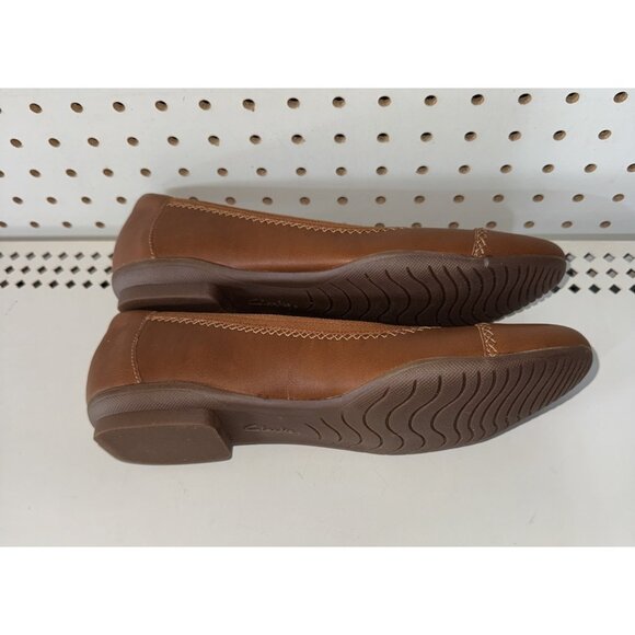 Clarks Sara Bay Womens Leather Slip On Ballet Flats Size 9 NARROW Brown - Picture 5 of 8